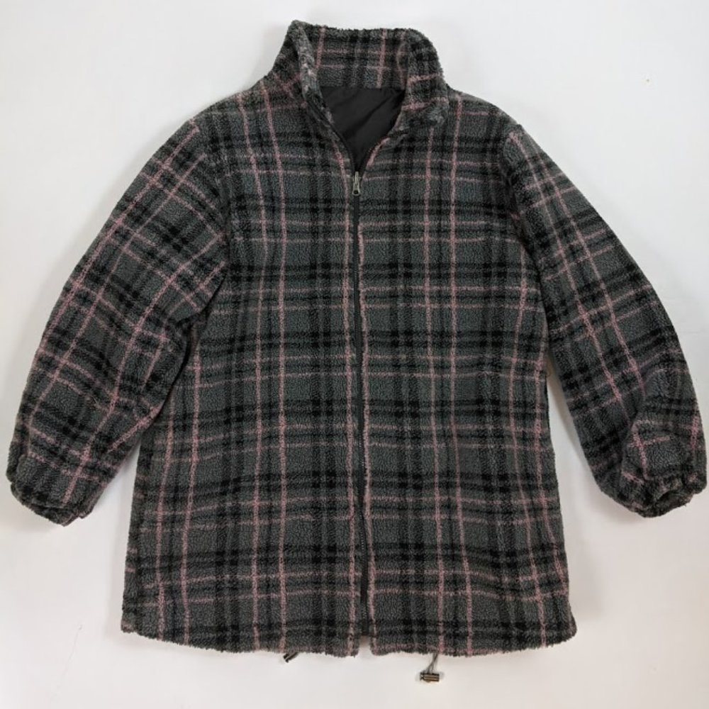 All American Comfort fuzzy cozy coat Medium plaid